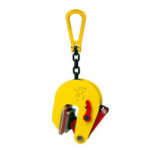 Do these clamps automatically release when the weight of the load is removed, i.e. a sheet is set on a surface in the vertical position? Does the red lever lock the clamp in place after the load is applied to the chain?