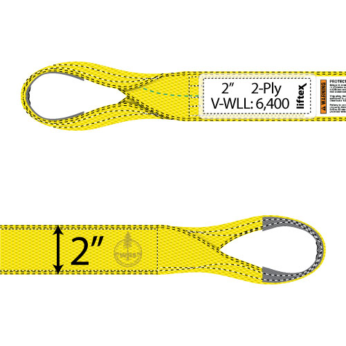 Liftex 2 Ply 2" x 16 ft Eye & Eye Type 4 Pro-Edge Web Sling - 6400 lbs WLL Questions & Answers