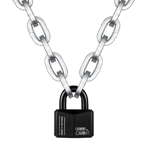 Can the Abus padlock go through any two links on the chain?&nbsp; Or must it always go through the two end links?&nbsp;