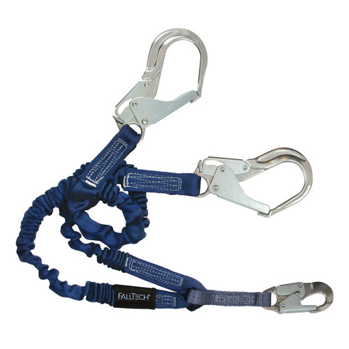 FallTech 6ft ElasTech Twin-Leg Web Lanyard w/ Aluminum Rebar Hooks Questions & Answers