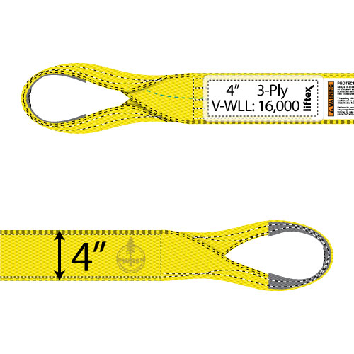 Liftex 3 Ply 4" x 20 ft Eye & Eye Type 4 Pro-Edge Web Sling - 16000 lbs WLL Questions & Answers