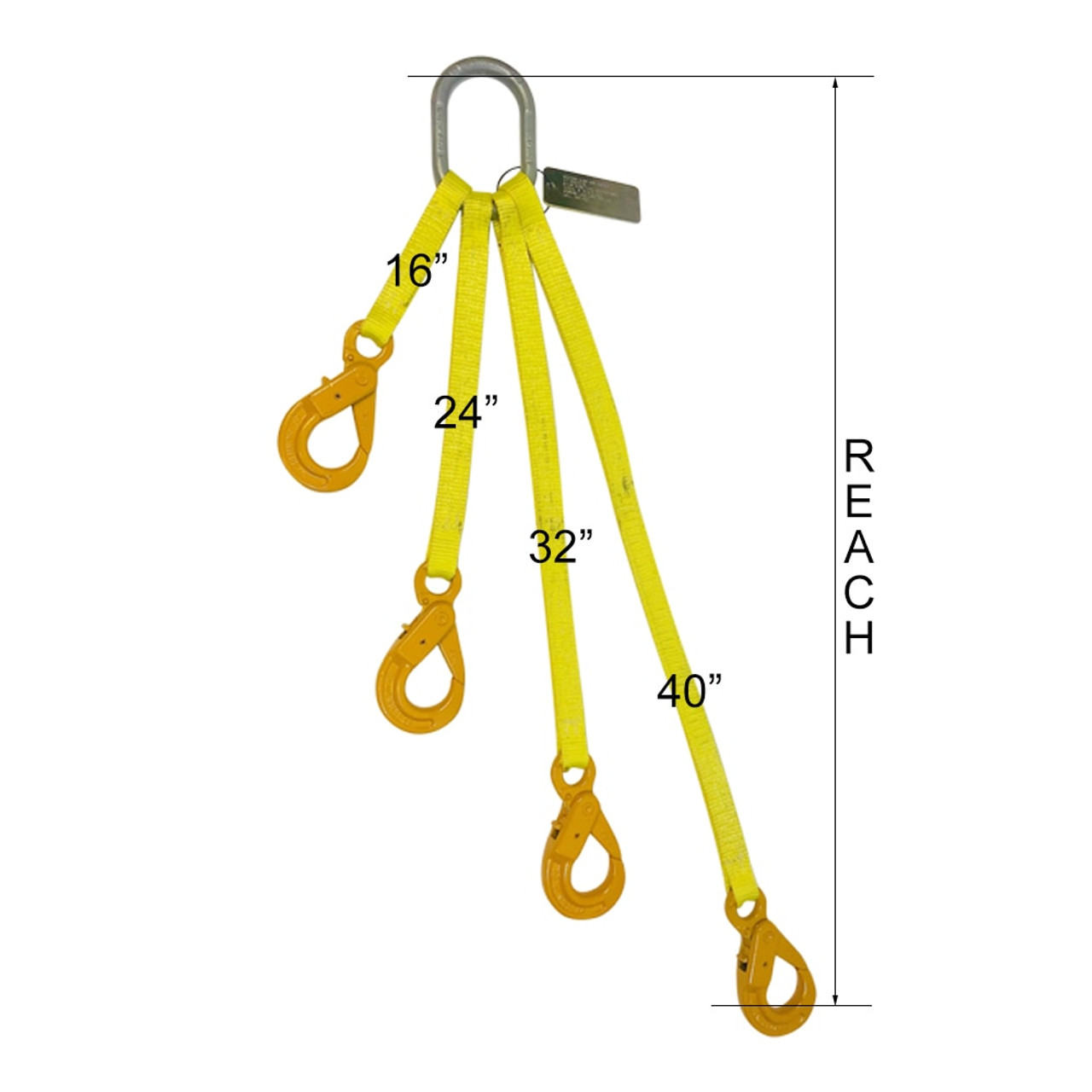 all-Grip 4-Way Tool Bag Web Sling - 4 Staggered Legs - 16", 24", 32", 40" Reach - #VT70003218 Questions & Answers